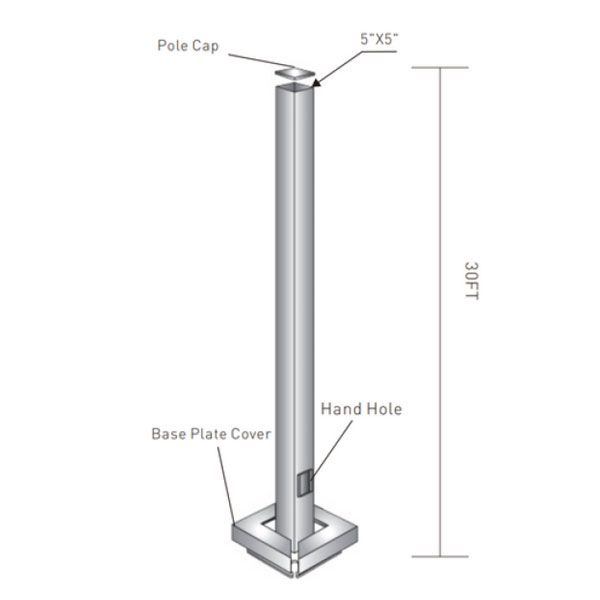 5x5 30 ft Suare pole